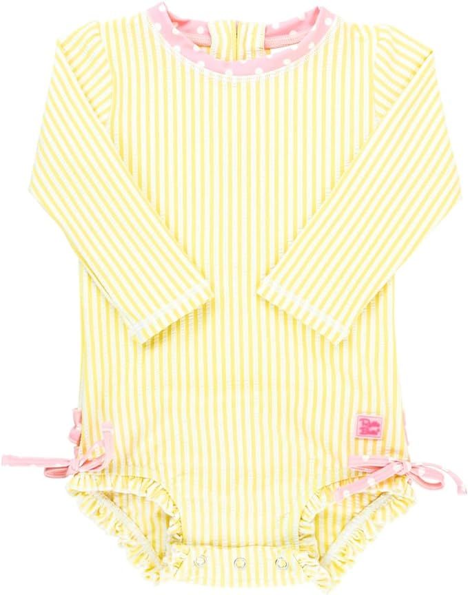 RuffleButts Baby/Toddler Girls Seersucker Long Sleeve One Piece Rash Guard Swimsuit with UPF 50+ ... | Amazon (US)