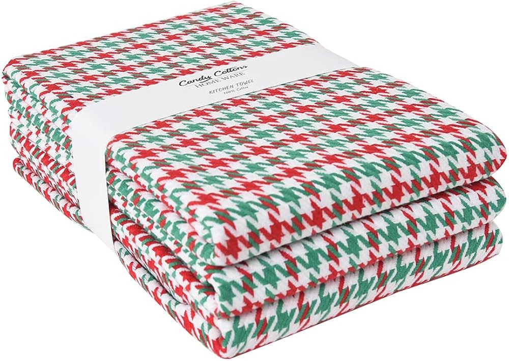 Kitchen Towels Red,Green and White Kitchen Christmas Dish Towels Dishcloths Kitchen Rags|Houndsto... | Amazon (US)
