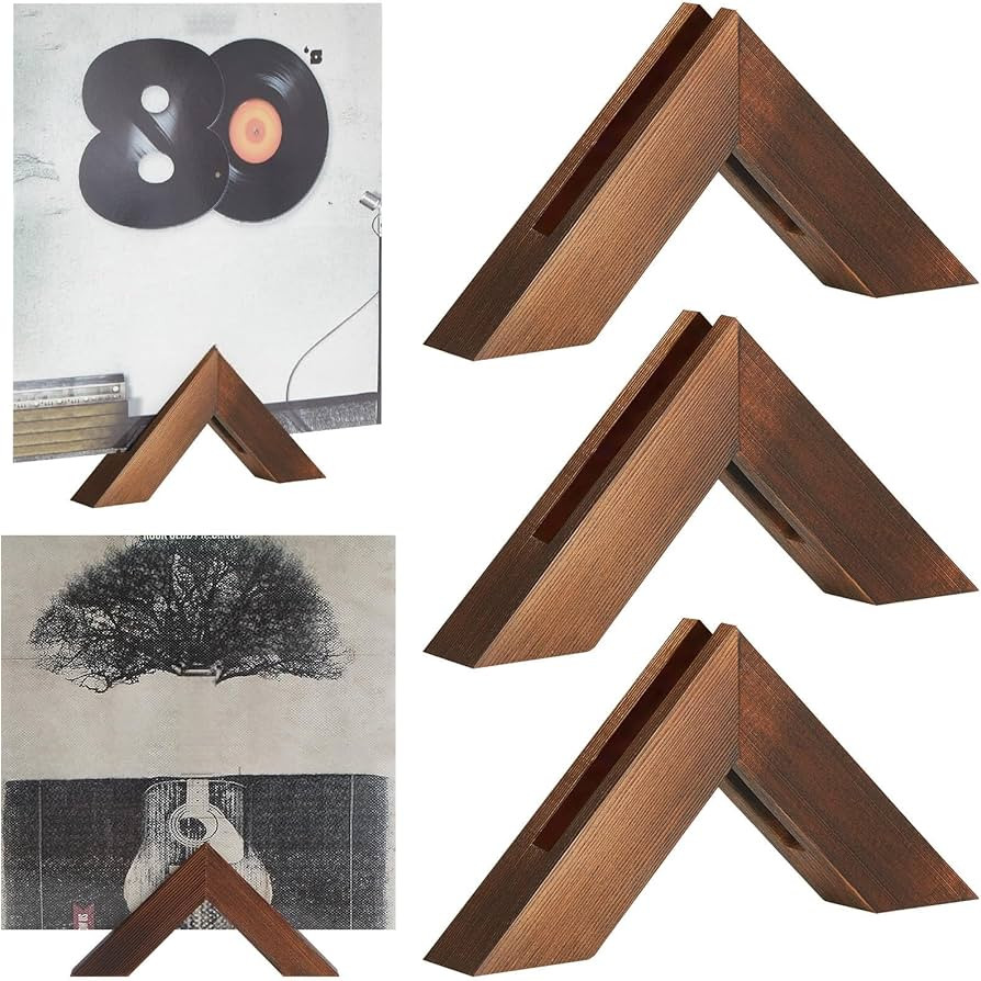 Juexica Vinyl Record Wall Mount Display Holder Wooden Triangle Shelf Vintage Pine Wood Album Shel... | Amazon (US)