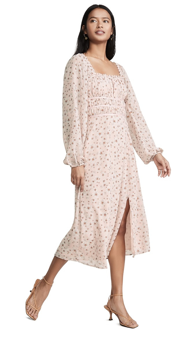 Liza Long Sleeve Smocked Midi Dress | Shopbop