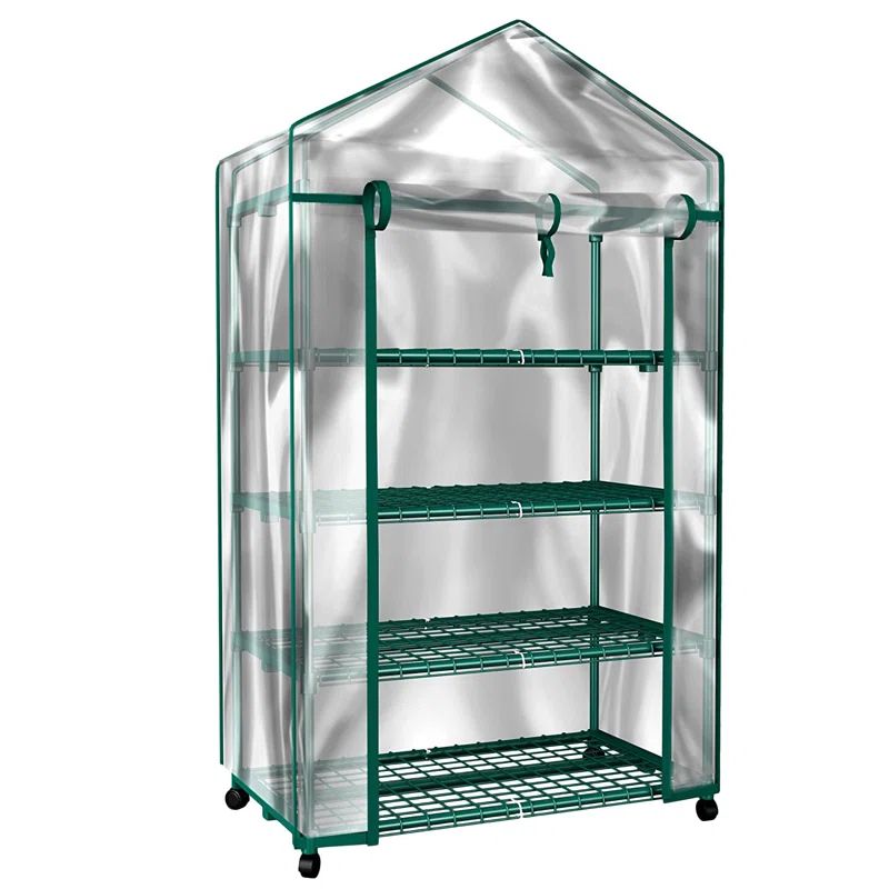 4-Tier Portable Mini Greenhouse - 27x19x63" with Locking Wheels and PVC Cover for Indoor or Outdo... | Wayfair North America