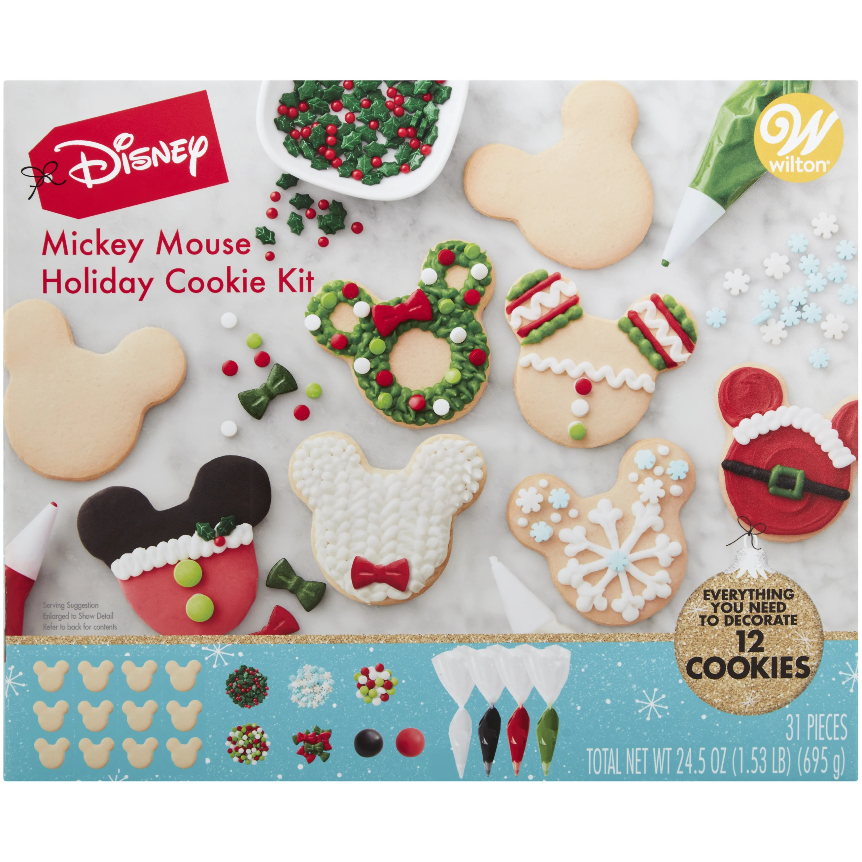 Wilton Pre-Baked Ready to Decorate Disney Mickey Mouse Holiday Cookie Kit, 31-Piece - Walmart.com | Walmart (US)