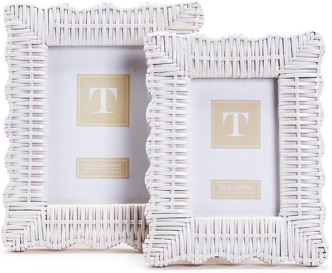 Two's Company White Wicker Weave Set Of 2 Photo Frame in 2 Sizes: 4X6 and 5X7 | Amazon (US)