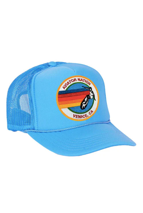 Aviator Nation - Signature Logo Vintage Trucker Hat - Neon Blue | Jones & Daughters