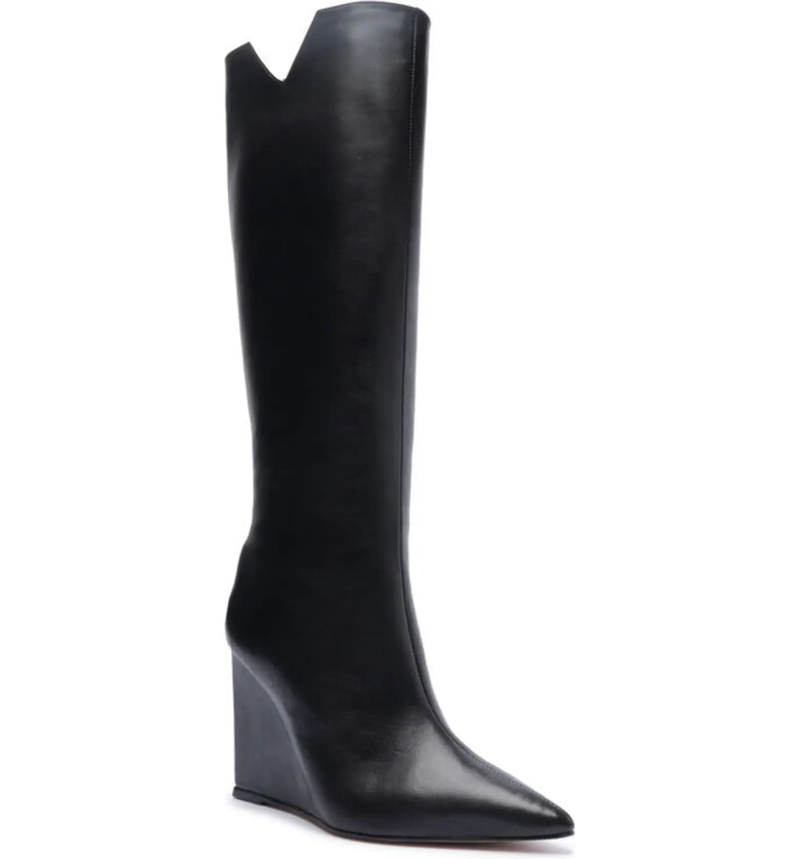 Asya Up Cut Wedge Pointed Toe Knee High Boot (Women) | Nordstrom