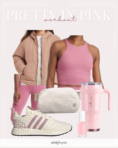 Pink workout outfit, workout clothes, gym clothes, adidas sneakers, mauve, Stanley cup dupe, lululemon belt bag, fuzzy belt bag, puffer coat, 2 piece workout set, #ltkstyletip #ltkunder100 #ltkunder50

#LTKfit #LTKitbag #LTKshoecrush