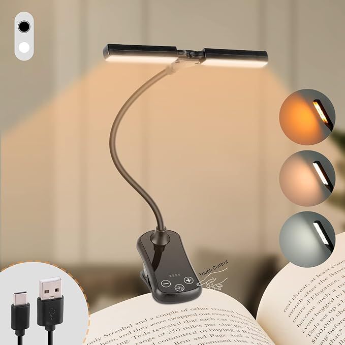 Book Light,14 LED Touch Control Reading Light with 3 Colors&8 Brightness,Rechargeable Book Light ... | Amazon (US)
