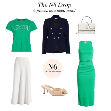 THE NORDSTROM 6 MAY DROP
6 pieces that will make you look younger and skinnier! 😉
1. MOTHER graphic tee
2. Veronica Beard Navy Blazer
3. Top Handle Tory Burch Bag
4. White Skirt under $100
5. Larroude sandals
6. Solid sundress under $60