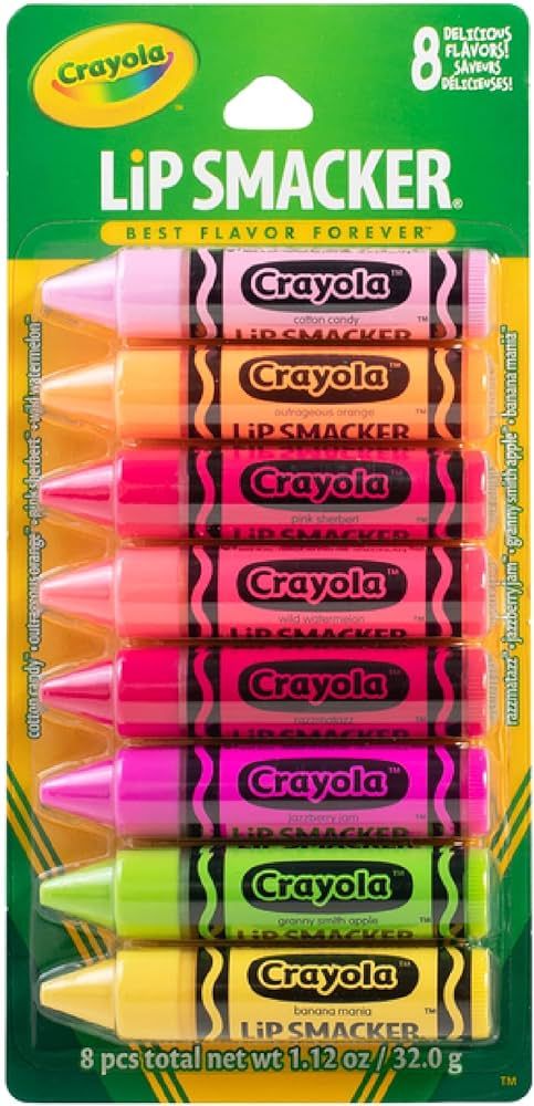Lip Smacker Crayola Lip Balm Party Pack 8 Count, Cotton Candy, Orange, Sherbert, Watermelon, Berr... | Amazon (US)