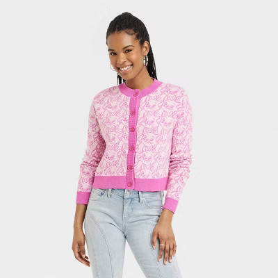 Women's Disney X Skinnydip Aristocats Marie Graphic Cardigan - Pink | Target