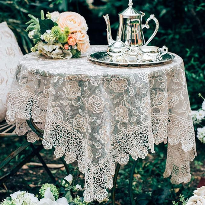 ARTABLE Rectangle Small Table Cloth Lace Macrame Vintage Tablecloth Shabby Chic Embroidered Oblon... | Amazon (US)