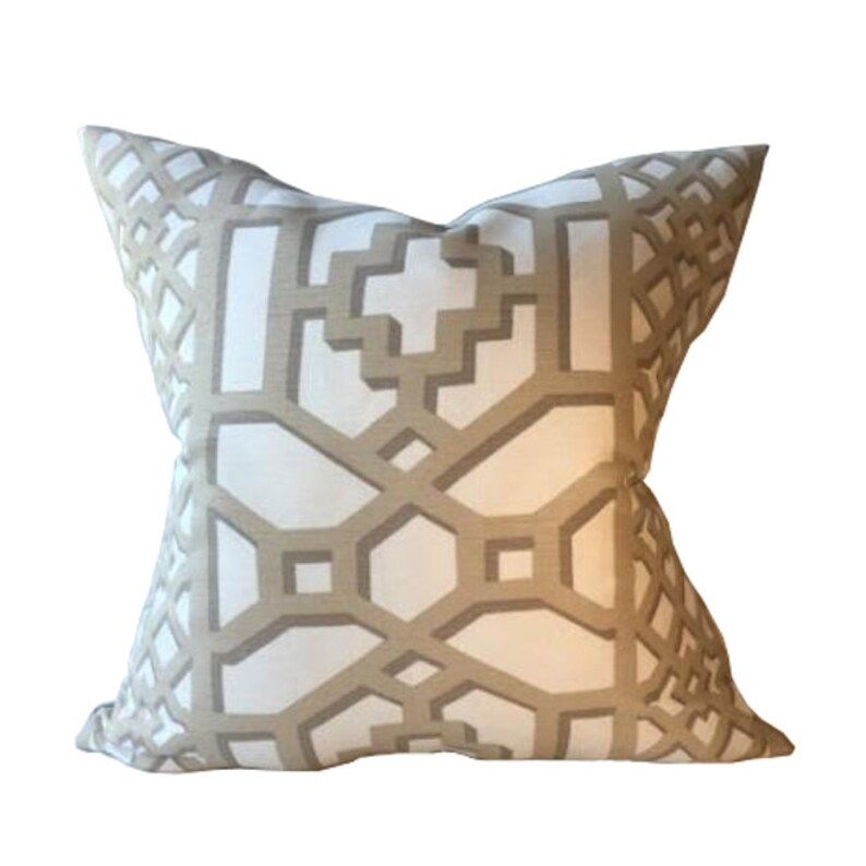 Schumacher Zanzibar Trellis Designer Pillow Cover in Colorway Sand | Etsy (US)