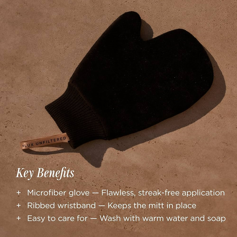 + Lux Unfiltered Self Tanning Mitt - Microfiber Self Tanning Glove with Ribbed Wristband - Reusab... | Amazon (US)