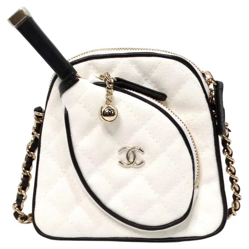 Chanel 2023 Coco Masters White Mini Tennis Cloth Crossbody Bag | 1stDibs