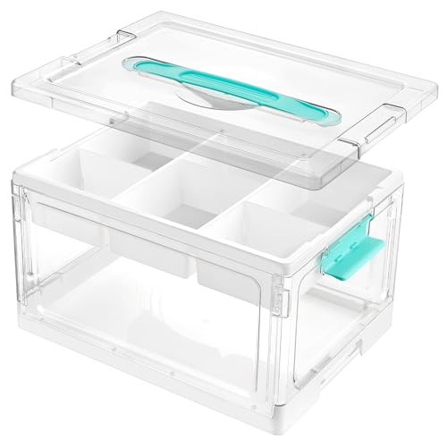 Vtopmart 24 QT Clear Plastic Craft Organizers and Storage Box with Removable Trays and Dividers,Art Supply Organizers and Storage,Ideal Containers for coloring Books,Craft Supplies,1 Pack | Amazon (US)