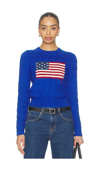 Cotton Crewneck Pullover Sweater in Sapphire Star | Revolve Clothing (Global)