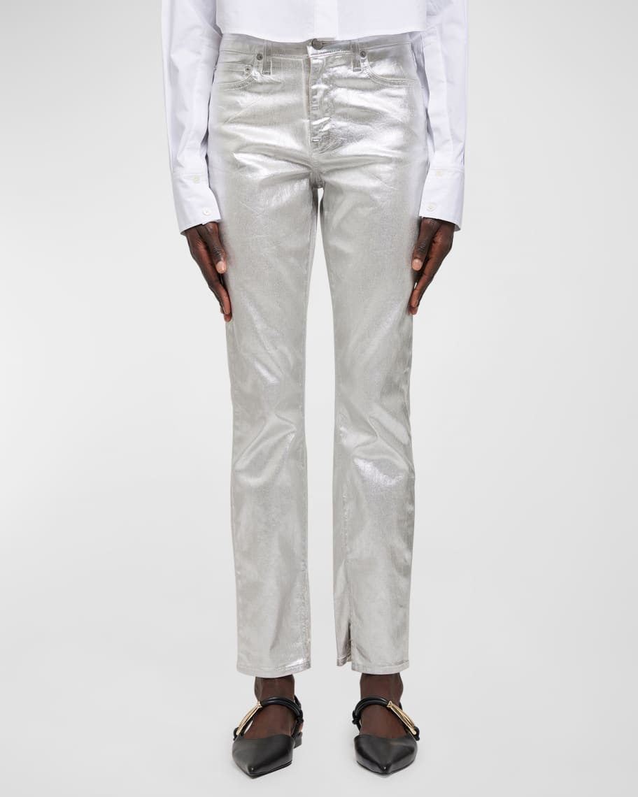 Rae Metallic High Rise Skinny Ankle Jeans | Neiman Marcus