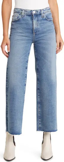 AG Saige Raw Hem High Waist Ankle Wide Leg Jeans | Nordstrom | Nordstrom