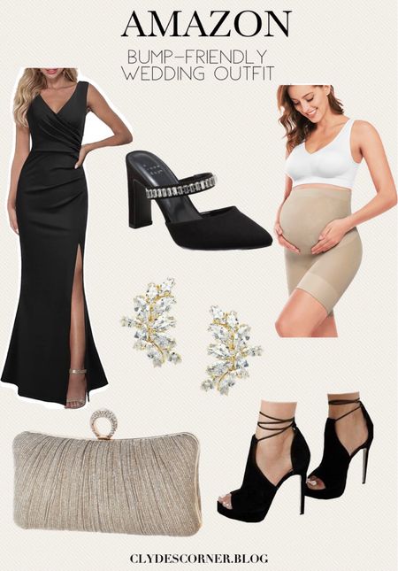 Affordable Amazon pregnant-friendly wedding guest outfit 🤰🏻

This dress isn’t maternity but stretches so much that I wore my true size small at 28 weeks pregnant! 

#amazon #amazonwedding #maternitystyle #Pregnancystyle #maternityweddingstyle #28weekspregnant #maidofhonordress #bridalpartydress #amazonblacktie 

#LTKbump #LTKunder100 #LTKwedding