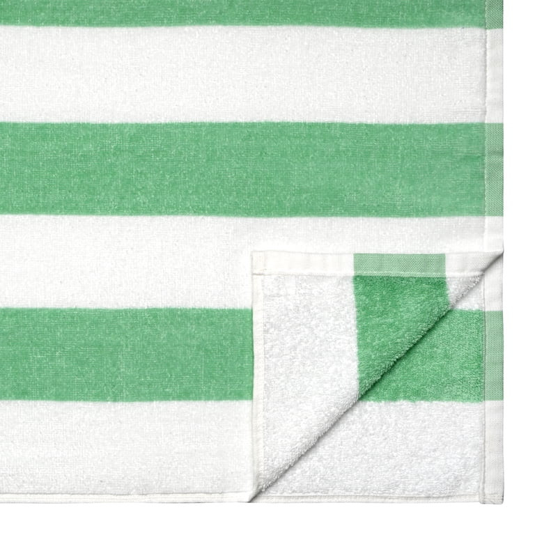 Mainstays Cabana Stripe Cotton Blend Beach Towel, 58" x 28", Mint Fluff | Walmart (US)