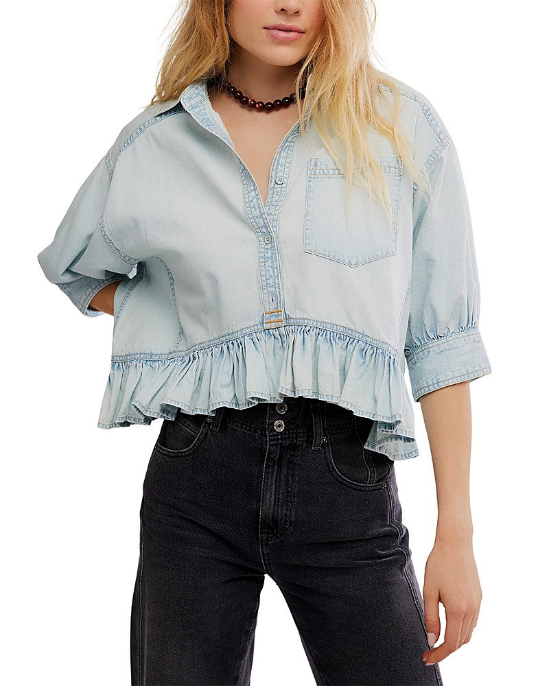 Free People Bailey Ruffled Denim Shirt | Bloomingdale's (US)