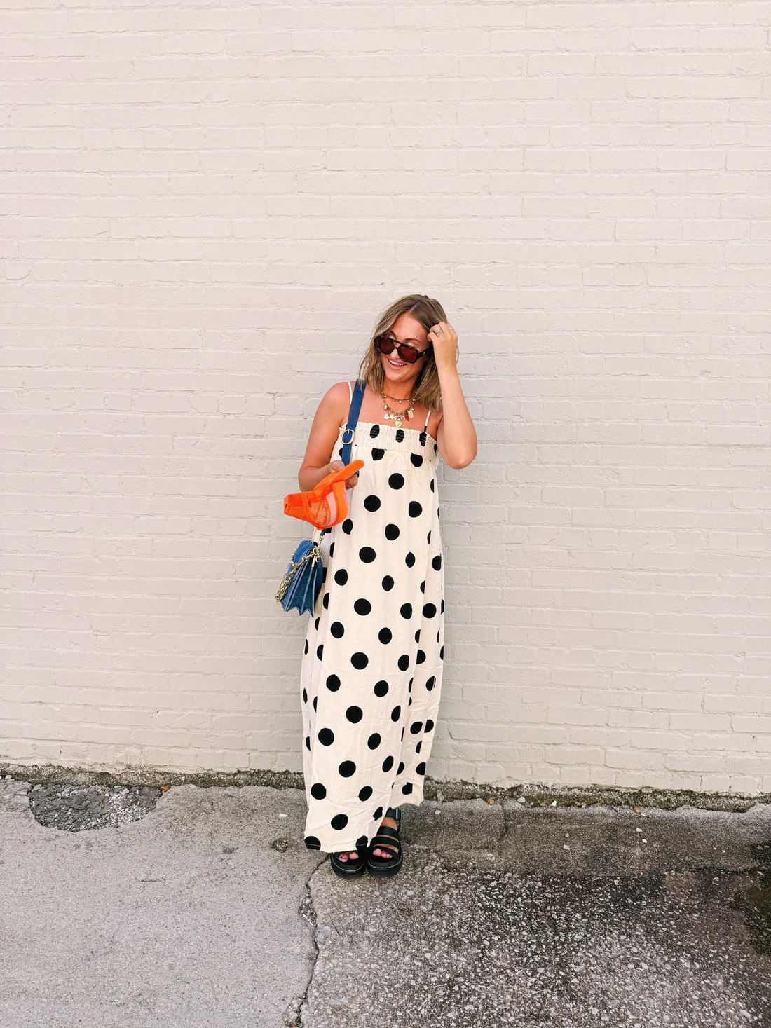 polka dot party dress - cream | Etta+East