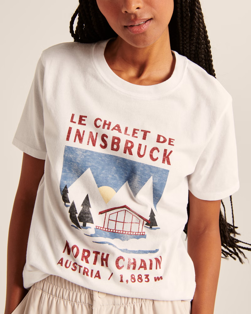 Women's Short-Sleeve Relaxed Ski Graphic Tee | Women's Tops | Abercrombie.com | Abercrombie & Fitch (US)