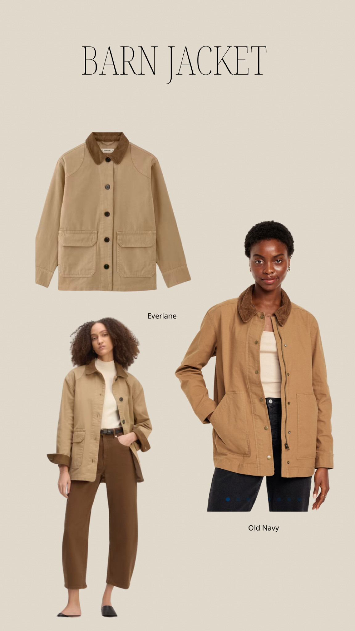 Loving the Barn Jacket trend! These two are from @oldnavy and @everlane - two different price points, very great options! 

#everlane #oldnavy #barnjacket #falljackets 

#LTKSeasonal #LTKFallSale