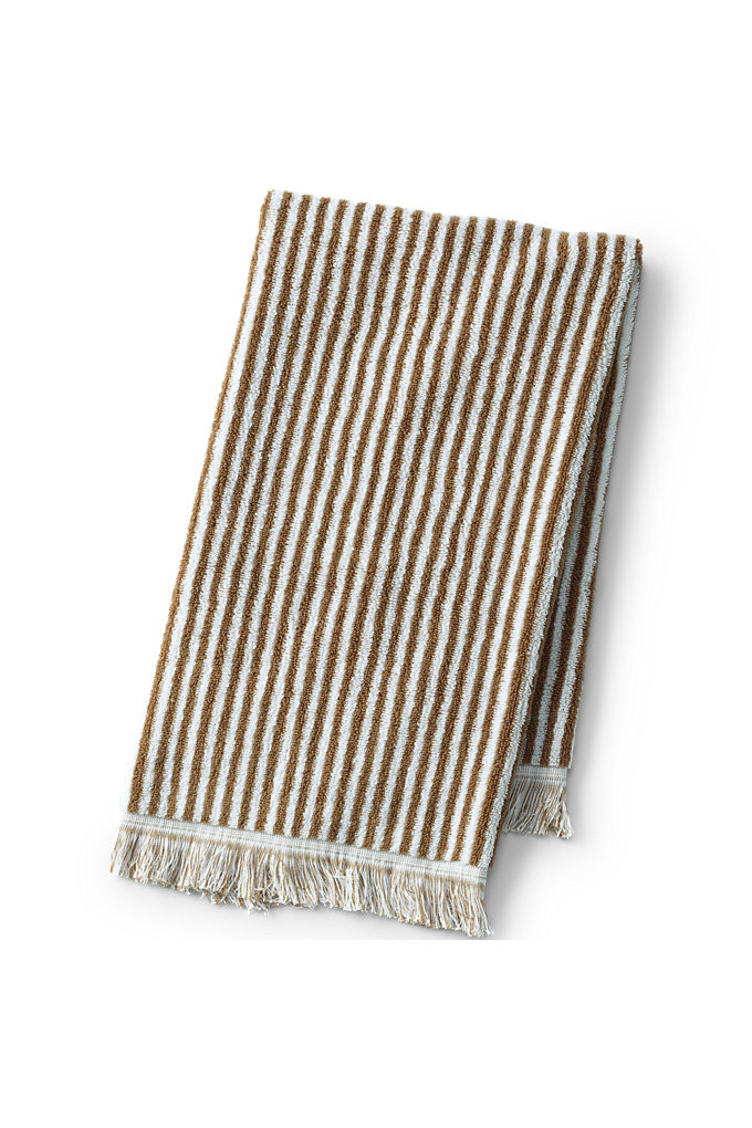 Cotton Yarn-dyed Stripe Hand Towel - Lands' End - Brown | Lands' End (US)