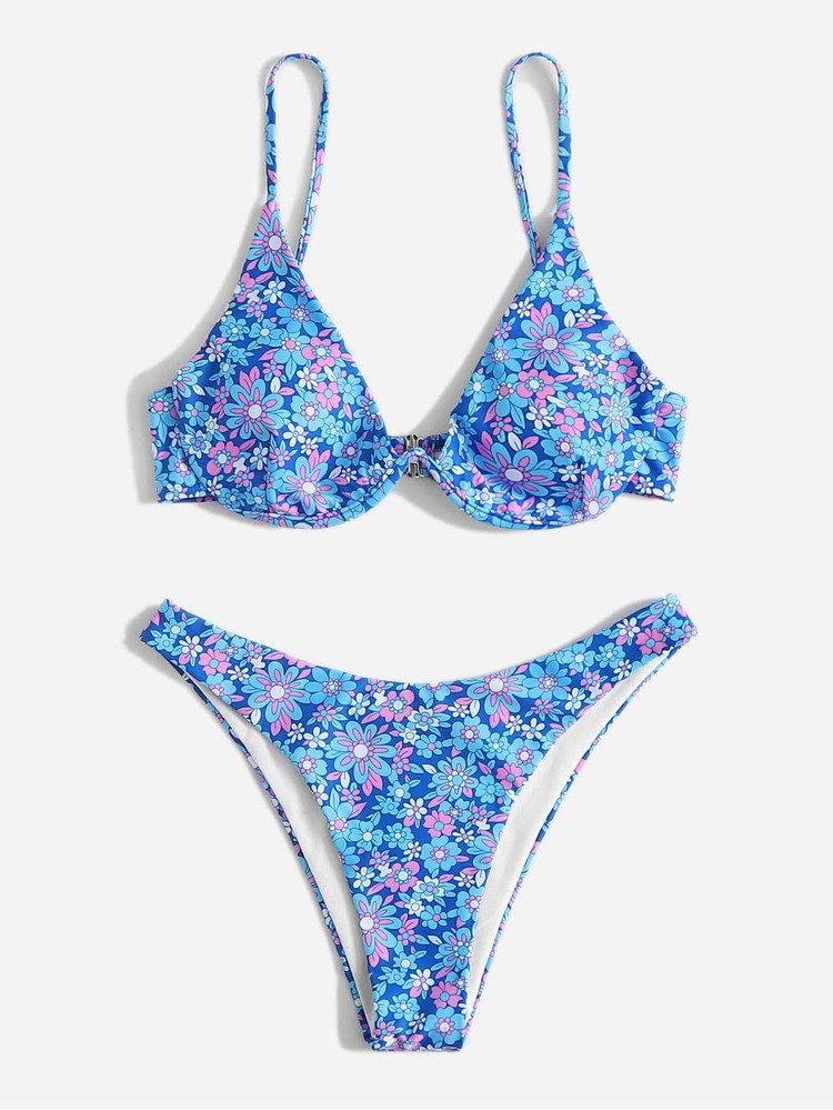 Floral Pattern Bikini Swimsuit | ROMWE