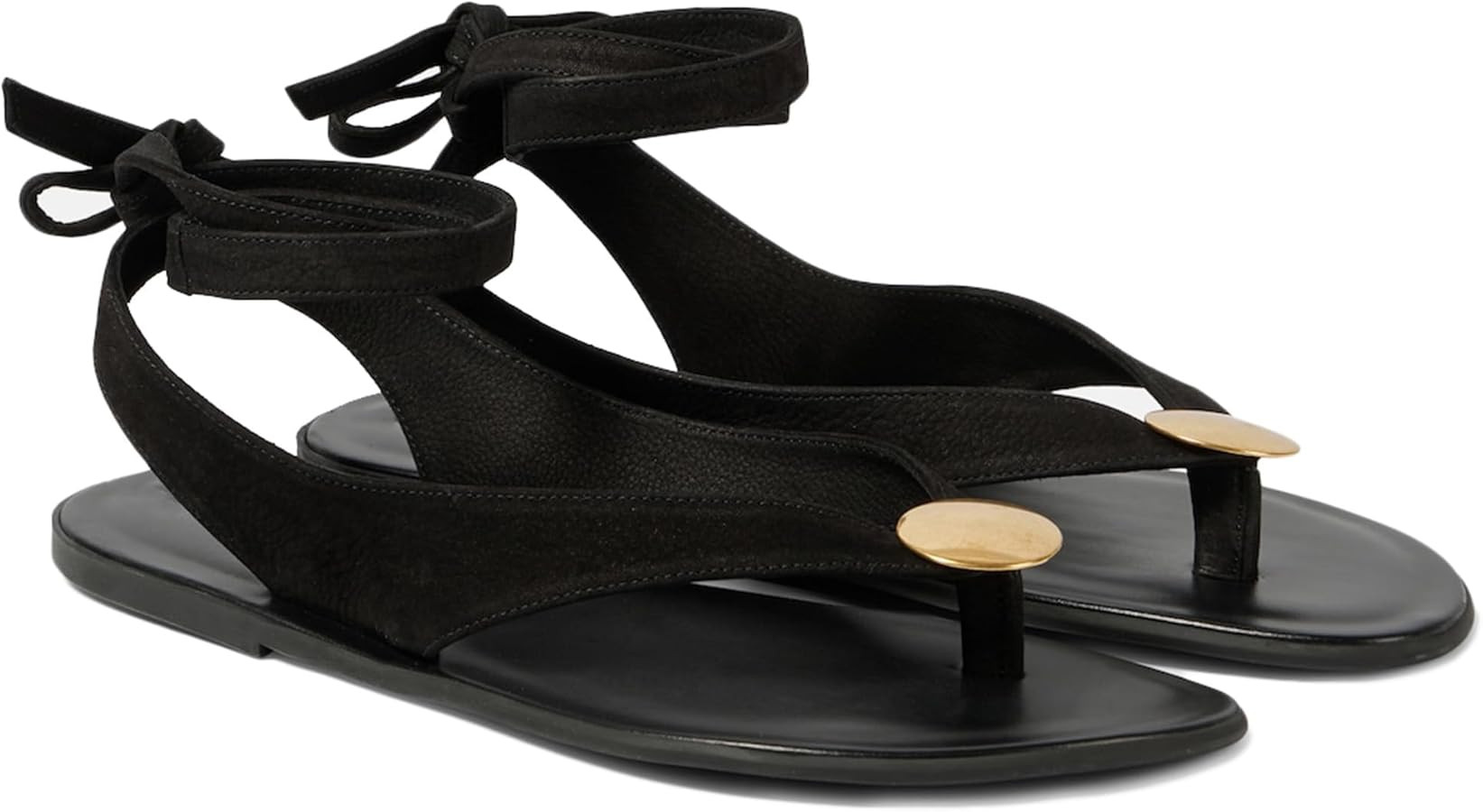 Suede Flat Sandals for Women with Metal Circular Ankle Strappy Ladies Fashion Cute Summer Flip Fl... | Amazon (US)