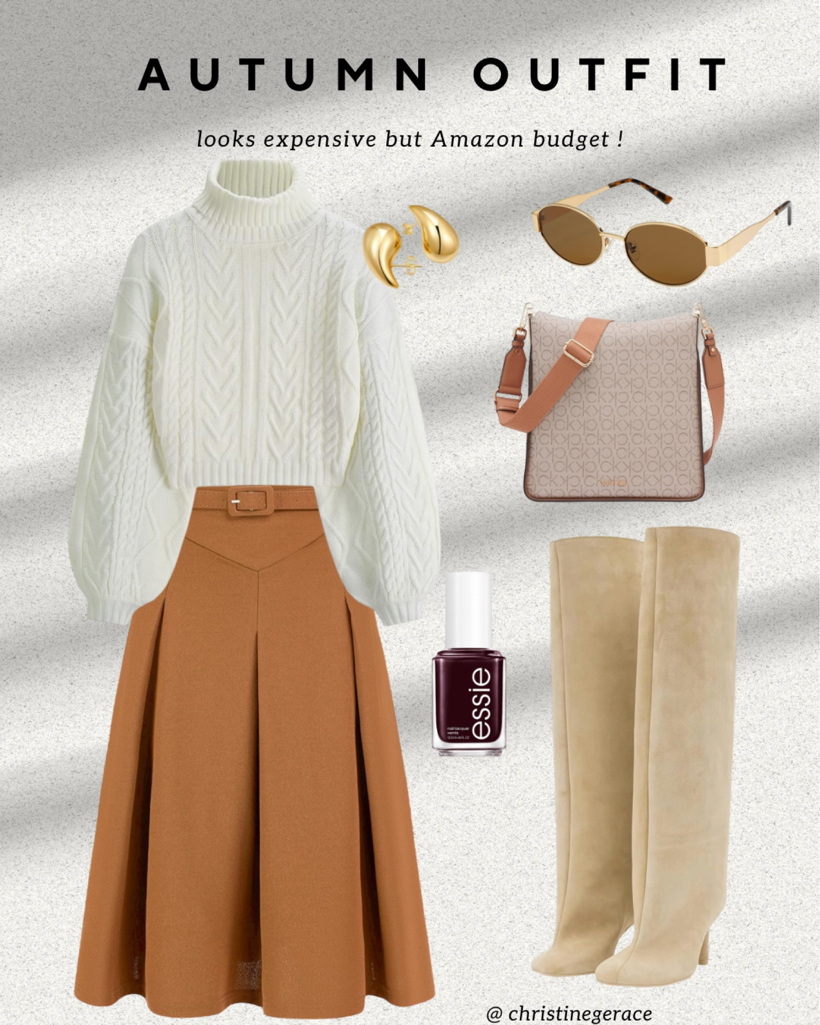 Classy fall outfit from Amazon
Crapped turtleneck sweater, belted waist midi skirt, knee-high suede boots, crossbody bag, sunglass, fall nail polish, gold earrings

#Sweater #FallOutfit  #FallStyle #workwear #teacher #fallpictures 

#LTKSeasonal #LTKFallSale #LTKStyleTip