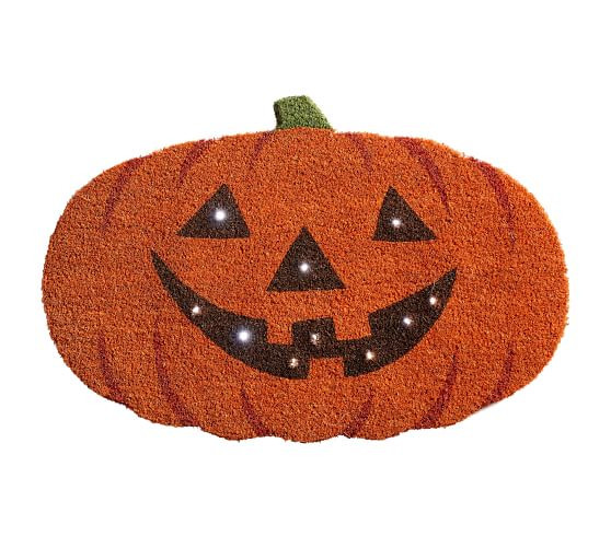 Carved Jack-o-Lantern Light Up Doormat | Pottery Barn (US)