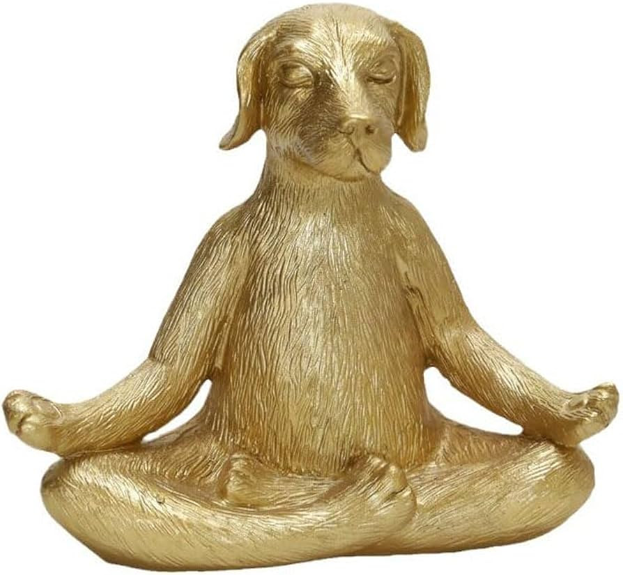 Leheybia Meditation Statue - Dog Yoga Pose Statue, Garden Decor, Golden | Amazon (US)