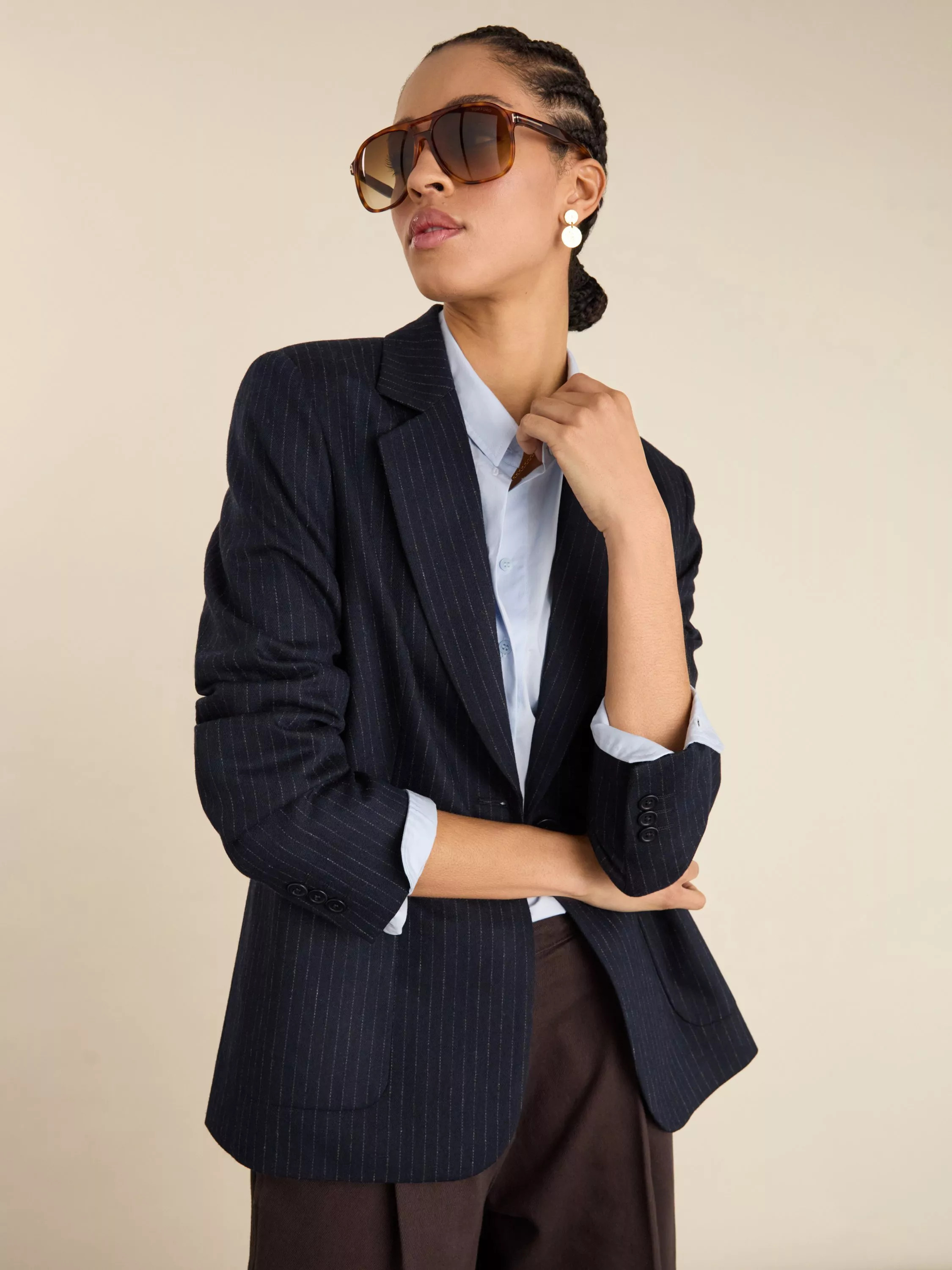 Carson Pinstripe Blazer, Navy, 10 | John Lewis (UK)