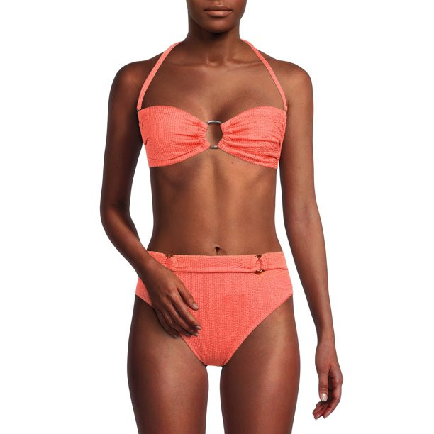 Time and Tru Women’s and Women's Plus Ring Front High Waist Bottom | Walmart (US)