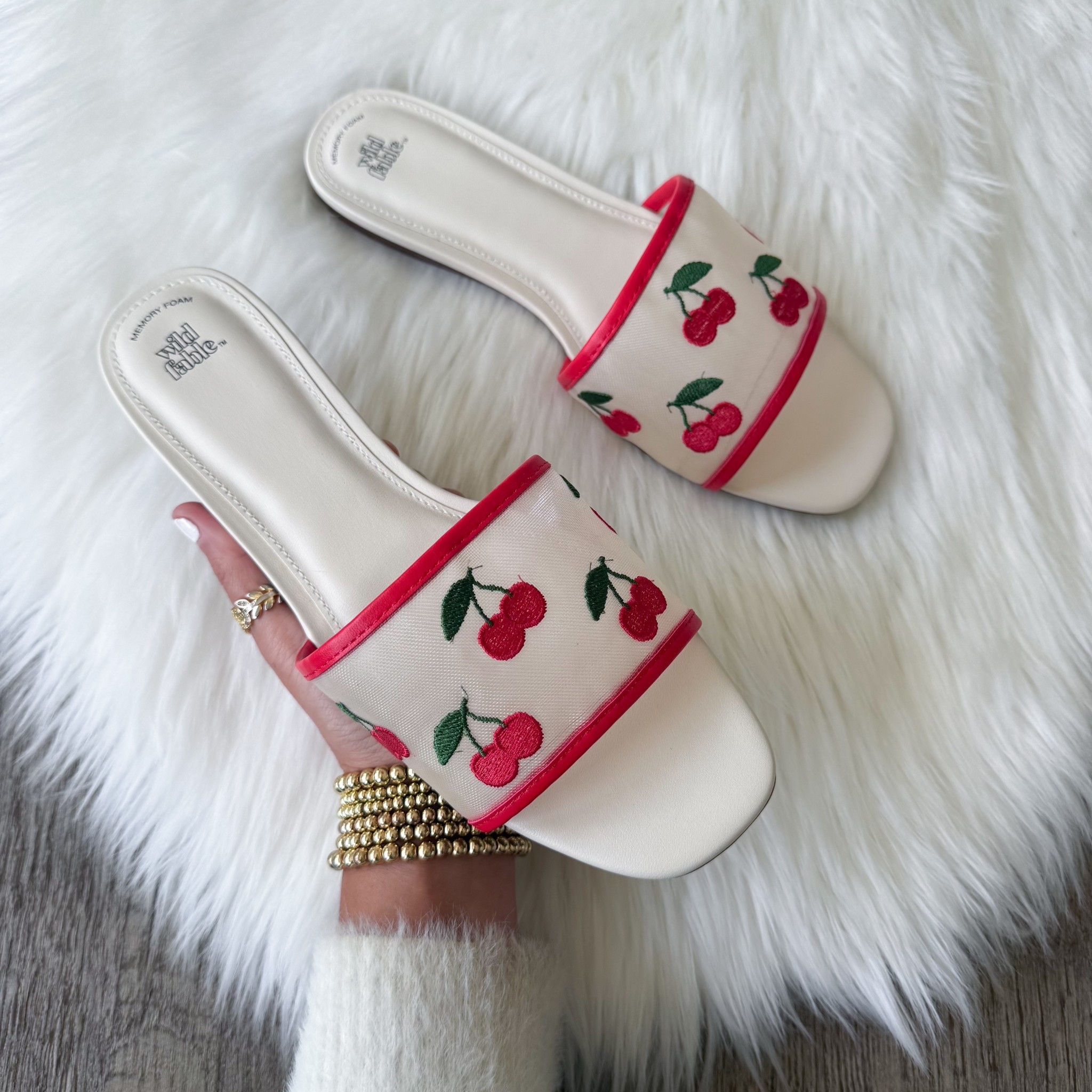 Women's Ruby Cherry Mesh Slide Sandals with Memory Foam Insole - Wild Fable™ Red
