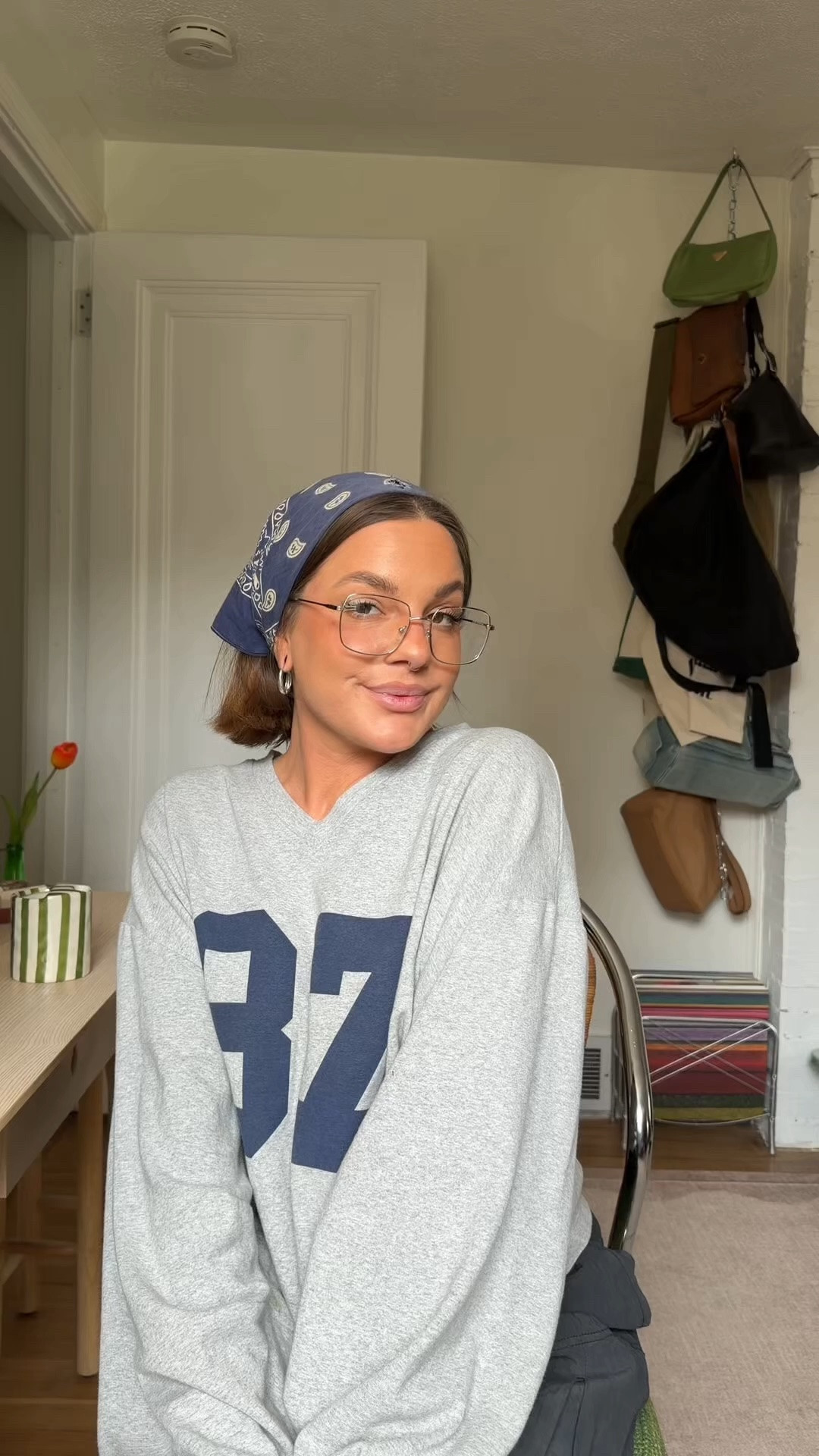 3 ways to wear a bandana! linking my outfit here ◡̈ i thrifted this bandana but just look for 100% cotton on amazon or wherever and it’ll be great! 

wearing a large in the 87 v neck!

glasses are from EyeGlassWorld!

#LTKdayinmylife #LTKootd #LTKgrwm