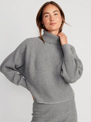 Cropped Rib-Knit Turtleneck Sweater for Women | Old Navy (CA)