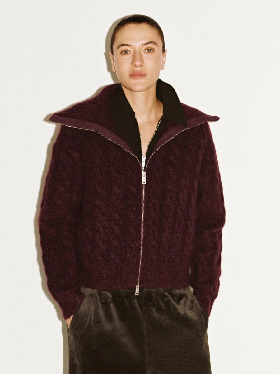 Full Zip Braid Knitted Cardigans | Urban Revivo