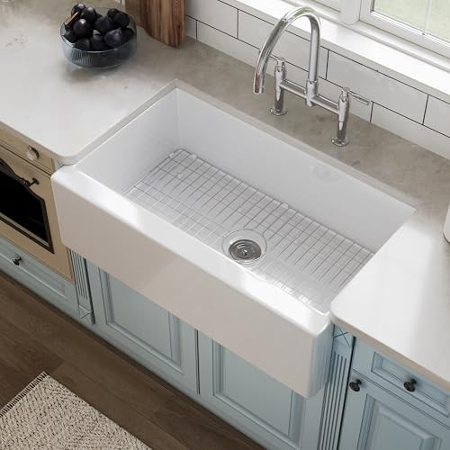DeerValley 33" L x 20" W White Farmhouse Kitchen Sink Fireclay Apron Front | Amazon (US)