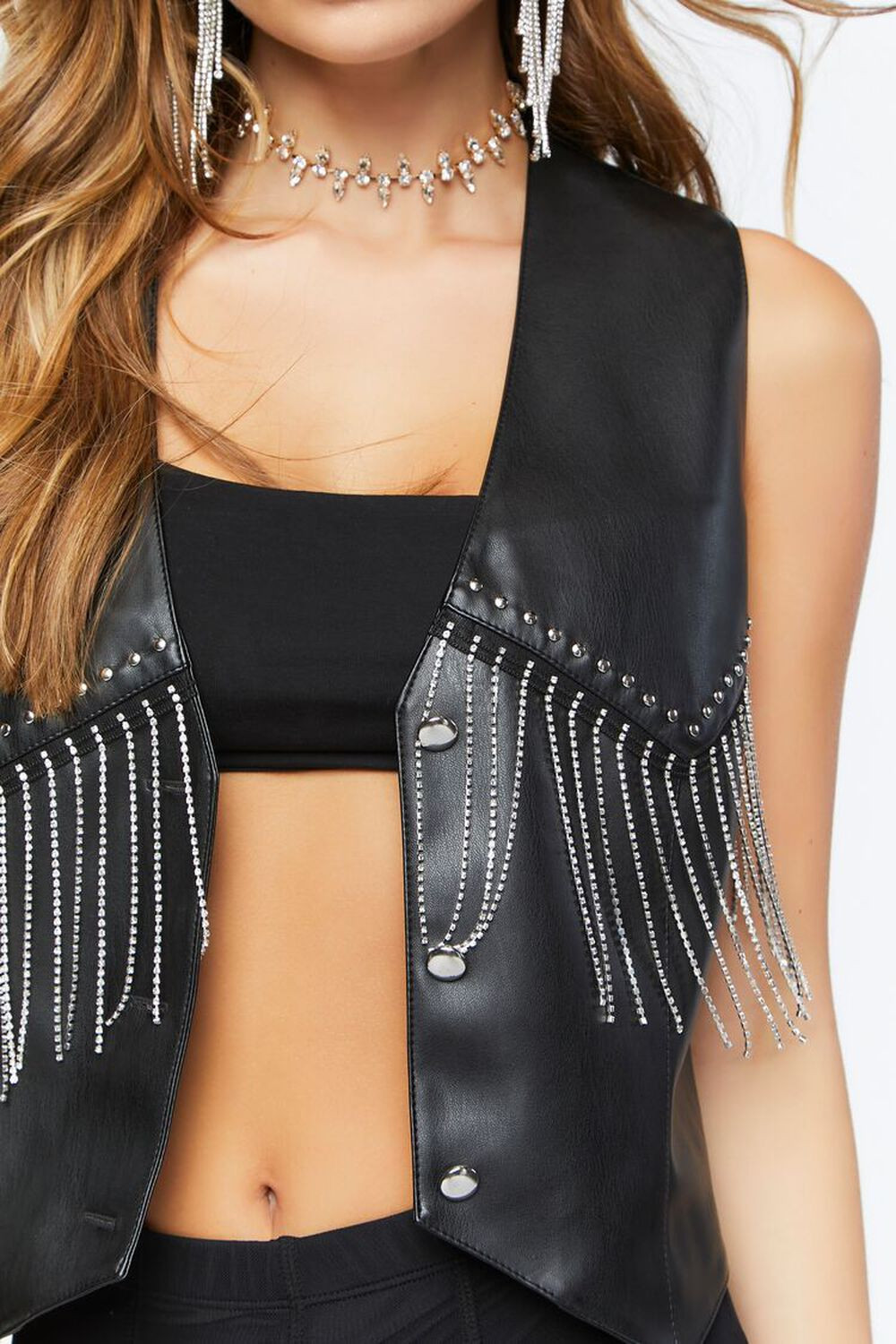 Rhinestone-Fringe Cropped Vest | Forever 21 (US)