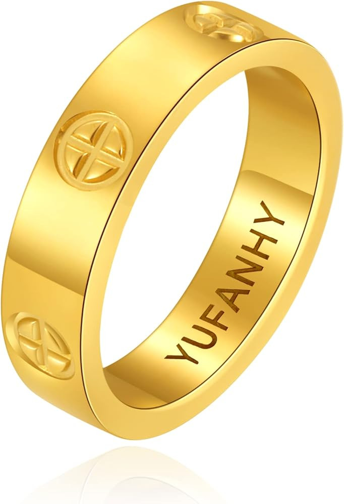 Love Friendship Couple Rings Fashion Cute Simple Unique 18k Gold Stainless Steel Rings Wedding Ba... | Amazon (US)