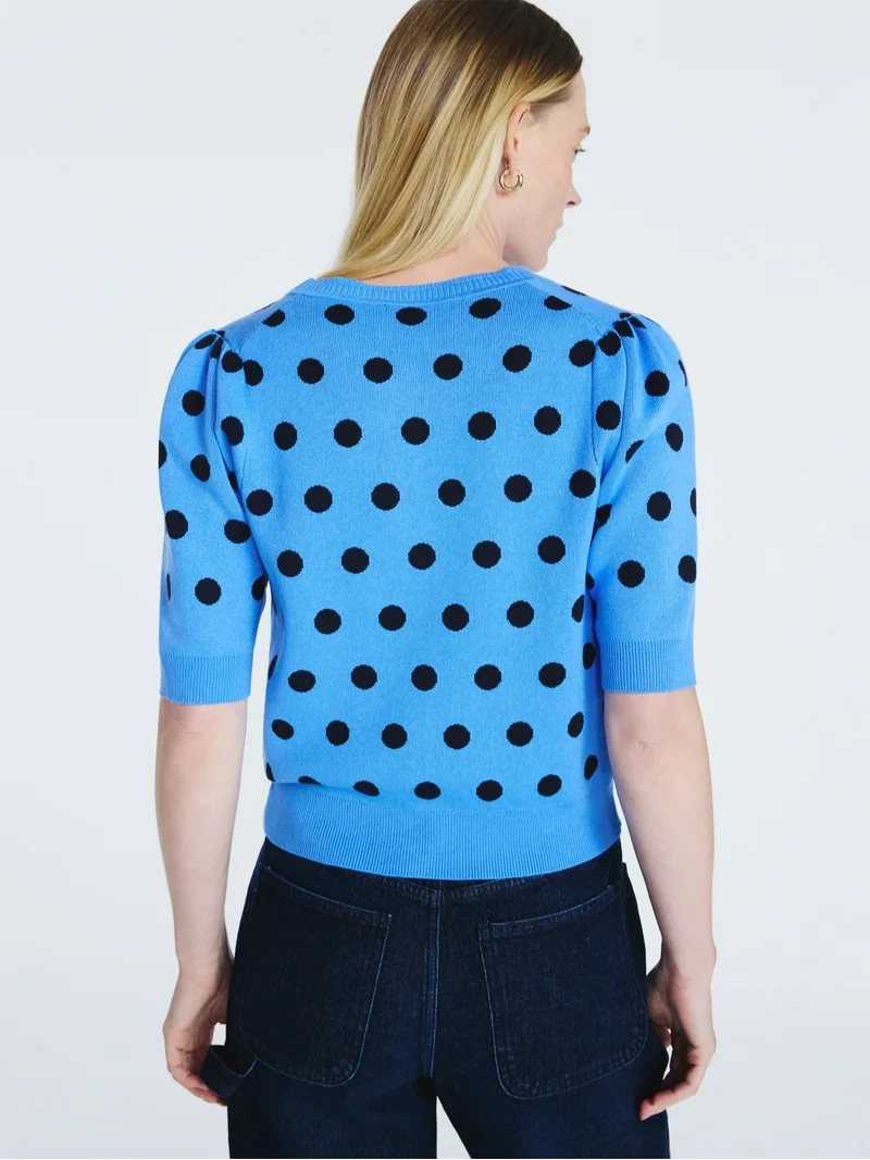 Free Assembly Women's Cardigan Sweater with Short Puff Sleeves, Lightweight, Sizes XS-XXL | Walmart (US)