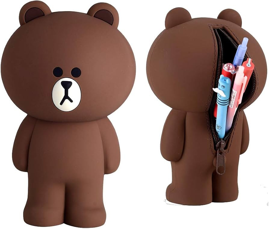 XuanAn Cute Lovely 3D Brown Bear Pencil Box Silcon Girls Boys Storage Bag Students Stationery Cas... | Amazon (US)