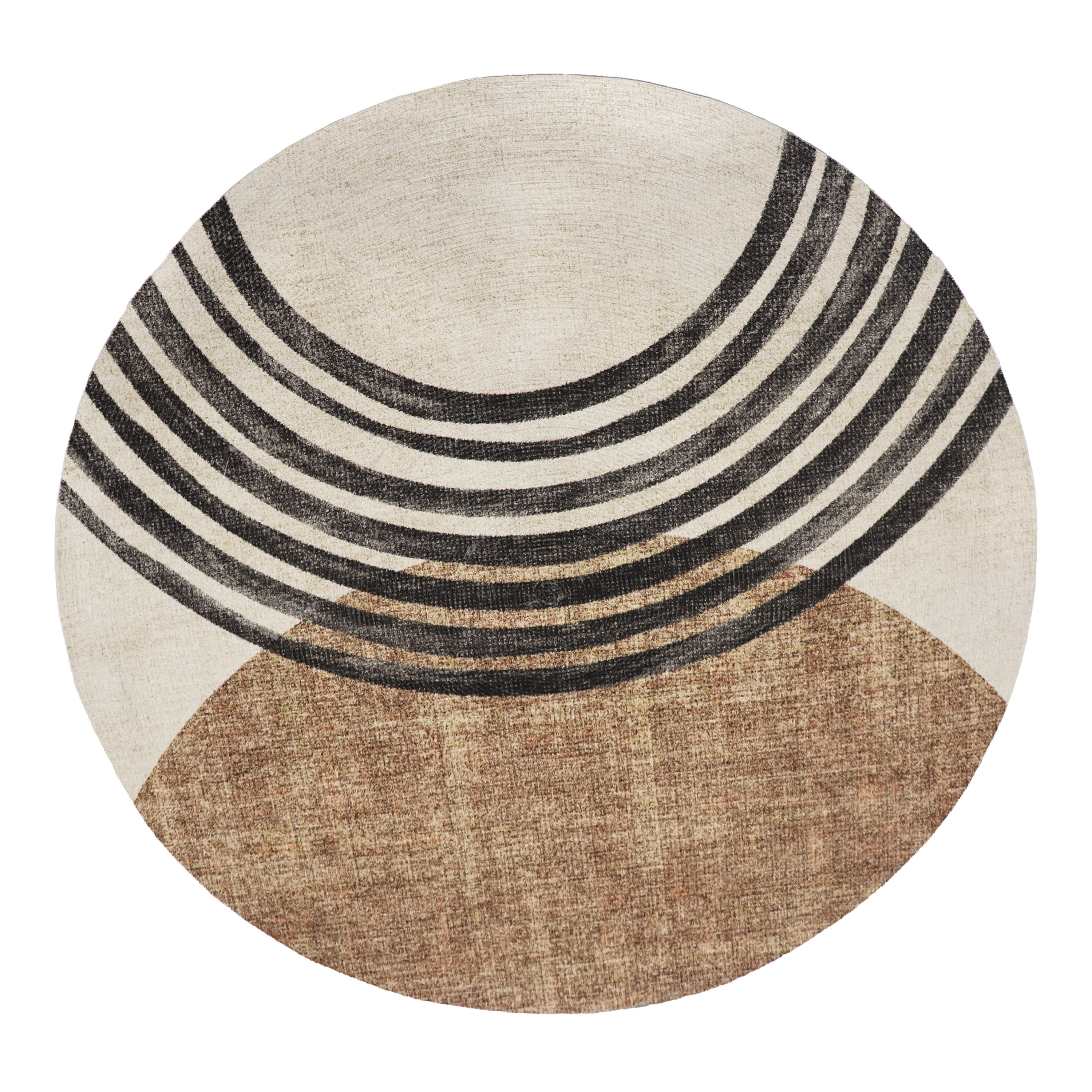 Zuma Round Black And Brown Modern Indoor Outdoor Area Rug | World Market