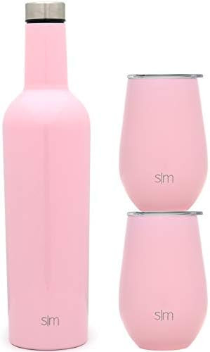 Simple Modern Wine Tumbler and Bottle Gift Set | Vacuum Insulated 750ml Bottle and 2 12oz Stemles... | Amazon (US)