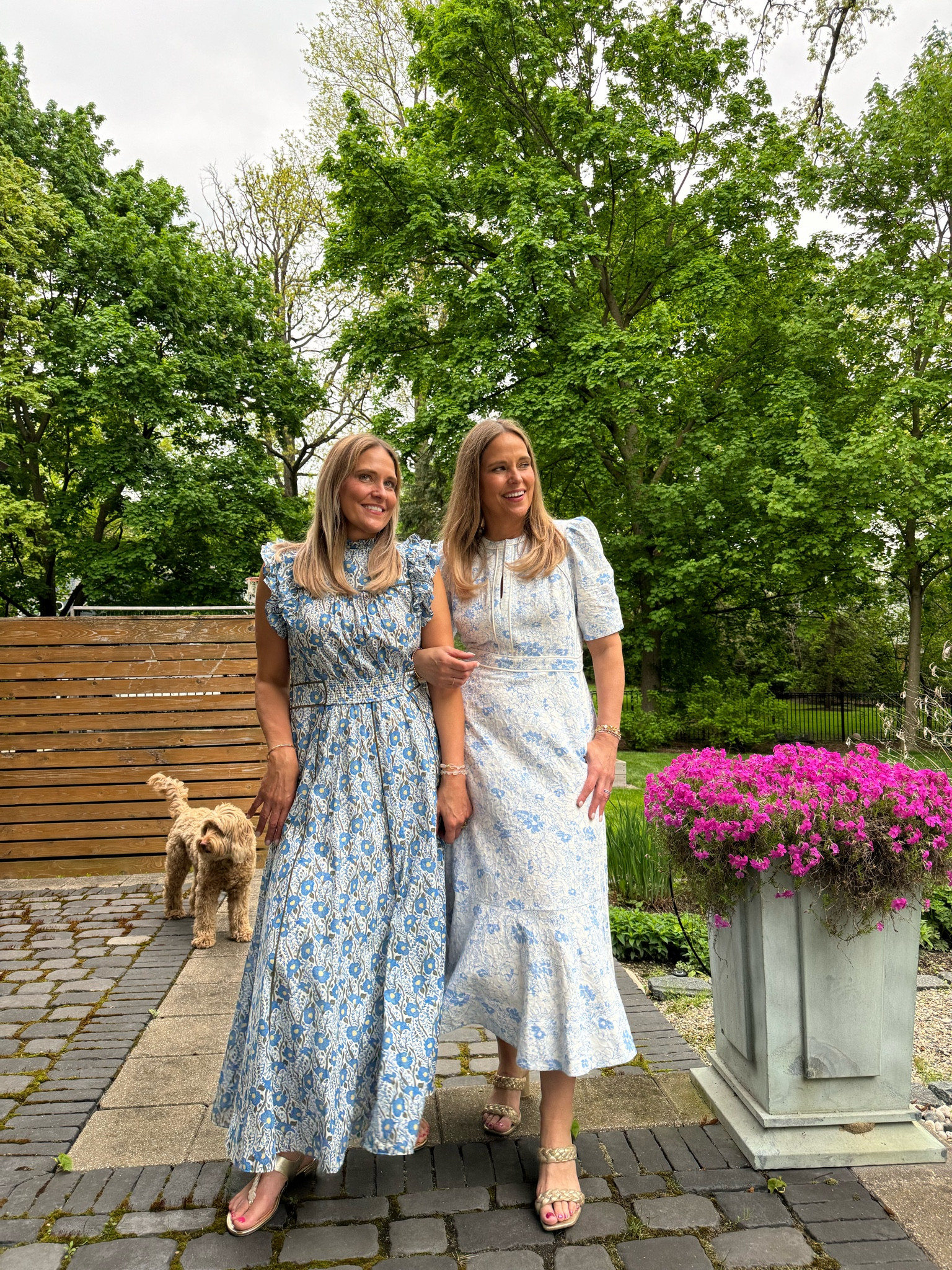 cotton english garden print maxi dress ME+EM Cotton English Garden Print Maxi Dress in Blue