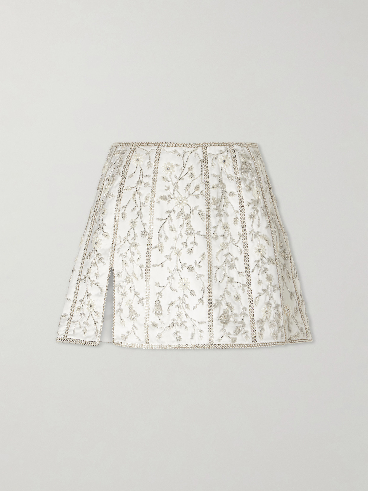 Clio Peppiatt - Brigitte Crystal-embellished Satin Mini Skirt - Neutrals | NET-A-PORTER (US)