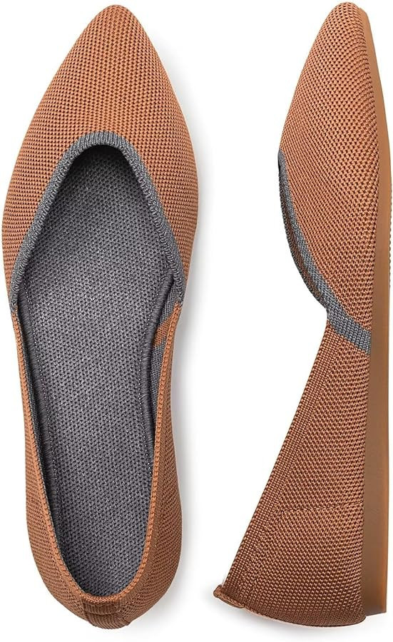 BEJINASH Women’s Flat Shoes Black Pointed Toe Dress Shoes Knit Slip On Shoes Comfortable Walkin... | Amazon (US)